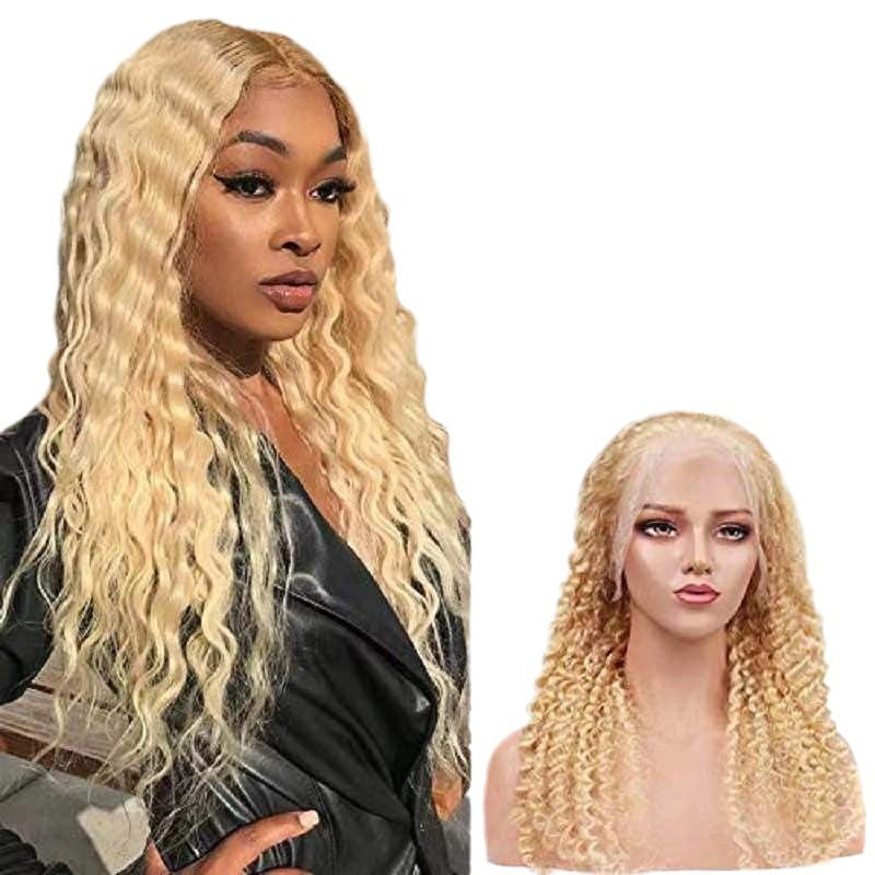 African Small Curls Long Curly Hair Lace Front Wig for Women