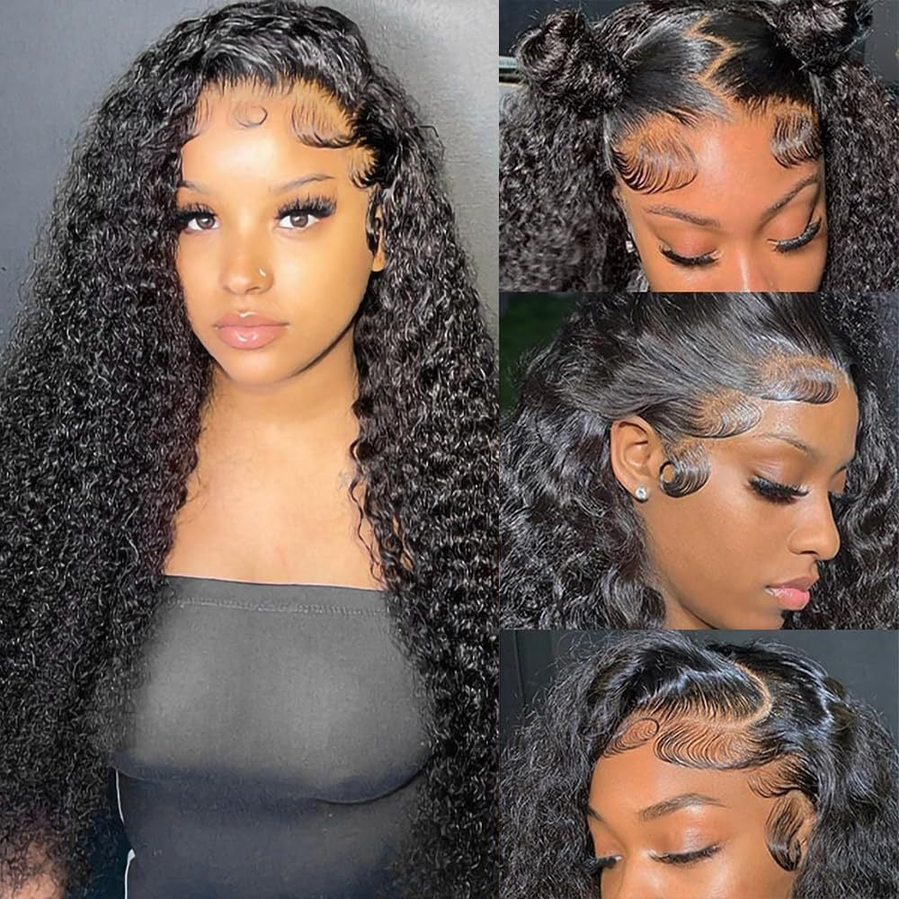African Small Curls Long Curly Hair Lace Front Wig for Women