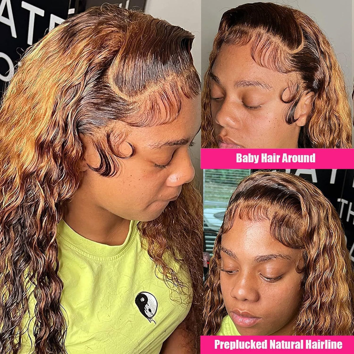 African Small Curls Long Curly Hair Lace Front Wig for Women